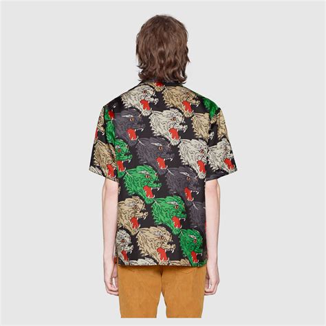 panther face bowling shirt gucci|Gucci .